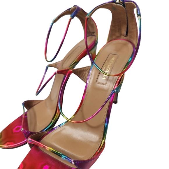 AQUAZZURA Minute 105 Disco Rainbow Leather Sandal - Picture 9 of 16
